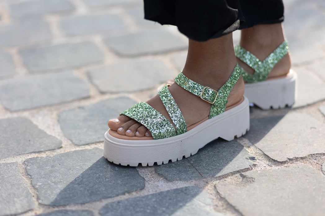 Sandales Sweet Lemon Verte paillette